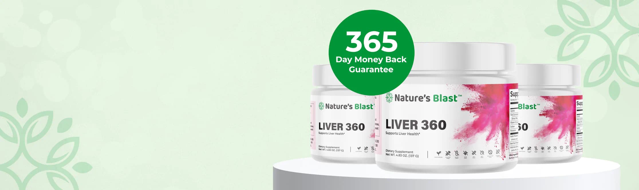 Promo banner for Nature's Blast Liver 360 supplement