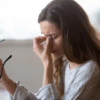 Woman with tired eyes